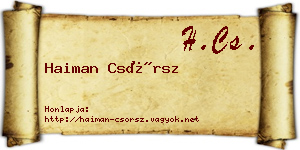 Haiman Csörsz névjegykártya